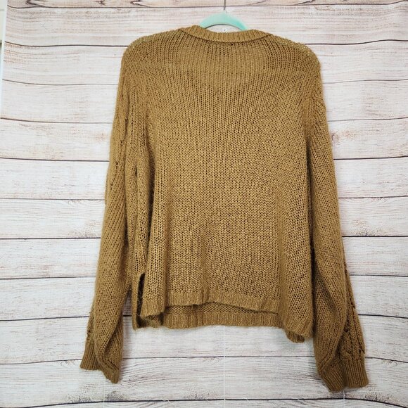 Wooden Ships Sweater Mohair Wool Cable Knit Brown Women's Size M/L - Picture 11 of 14